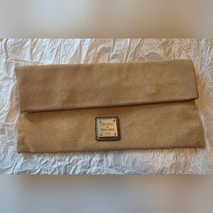 Dooney & Bourke Tan Suede Foldover Clutch